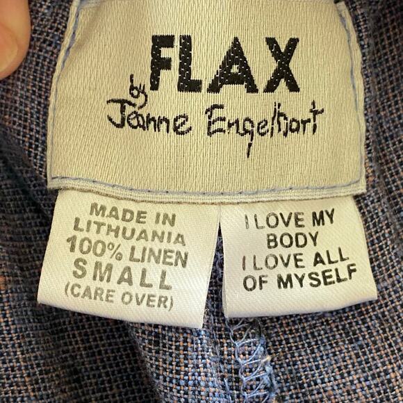 FLAX By Jeanne Engelhart 100% Linen Top (Med) Pants (Sm) Woven Lagenlook Set - Picture 10 of 16